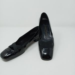 Salvatore Ferragamo criss cross patent shoe